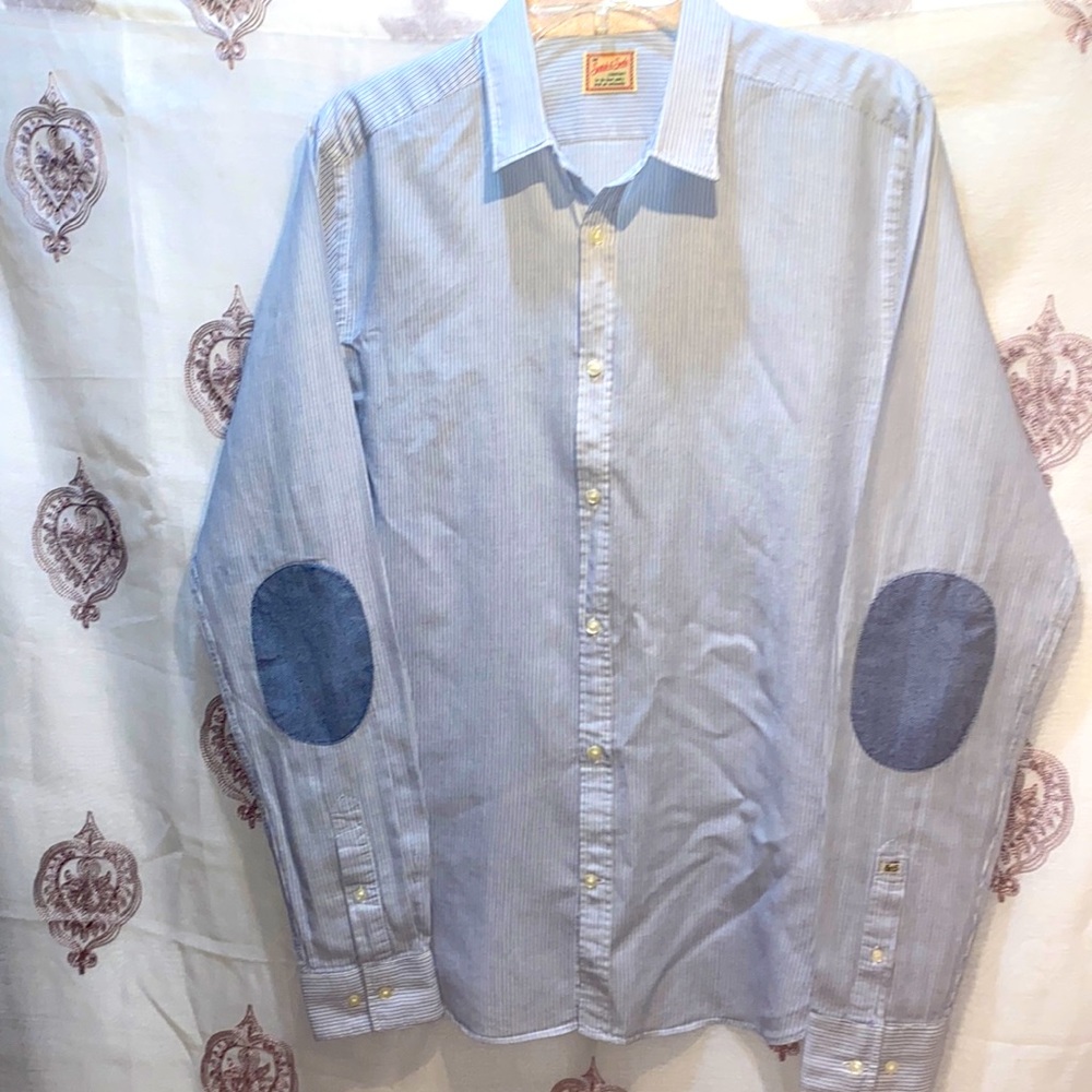SCOTCH & SODA VTG BLUE/WHITE STRIPED DRESS SHIRT SZ M
